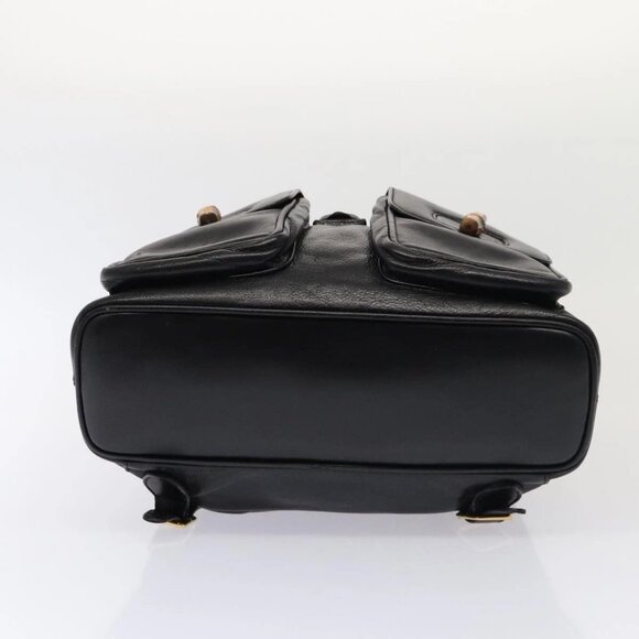 GUCCI Bamboo Backpack Leather Black Gold 003 main image 13